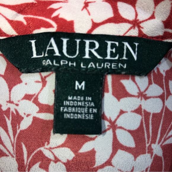 Lauren Ralph Lauren Crepe Flutter Sleeve Floral Button Front Top Medium EUC - Picture 6 of 9